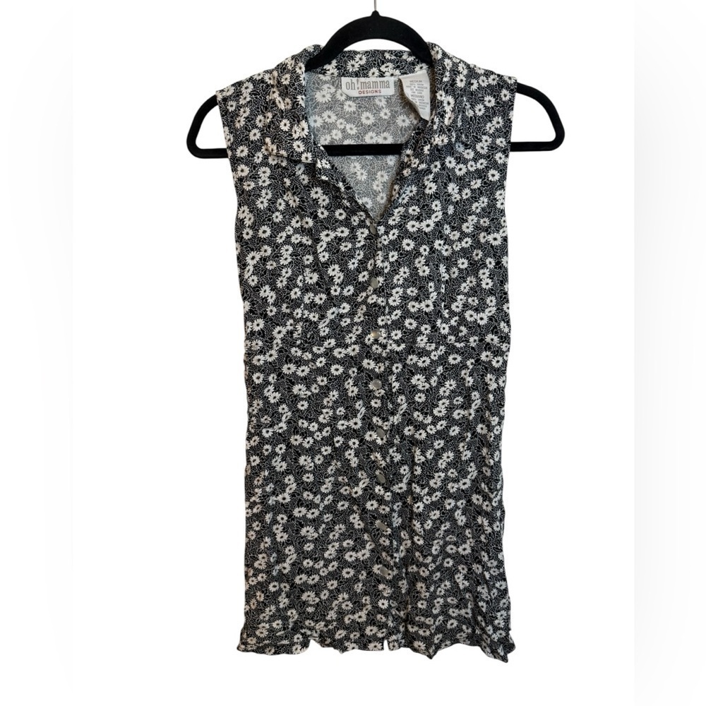 Oh! Mamma Vintage Ditsy Daisy Patterned Button Front Mini Dress